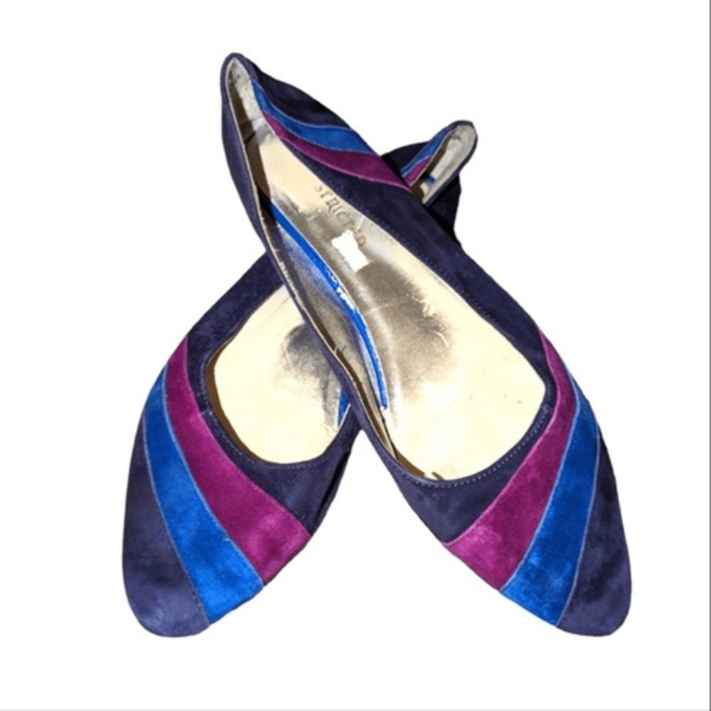Vintage multi color striped suede shoes